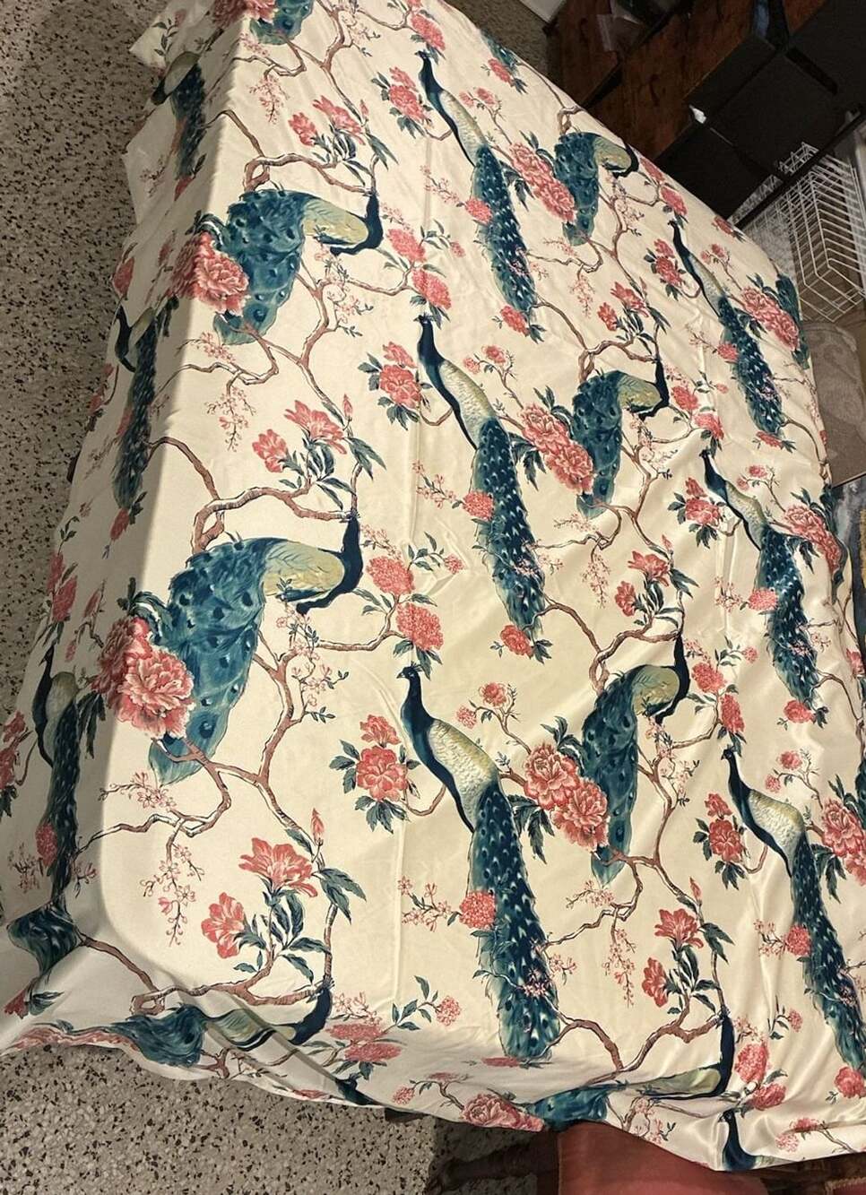 Z Gallerie Chinoiserie Peacock Floral King Duvet Cover